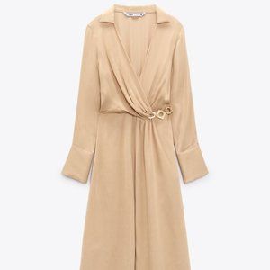 ZARA SATIN EFFECT MIDI DRESS XS NWOT